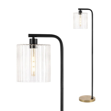 Easton 60.75" Modern Minimalist Metal/Ribbed Glass LED Floor Lamp - JONATHAN Y